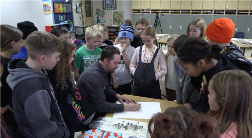 Mark Rivard with students